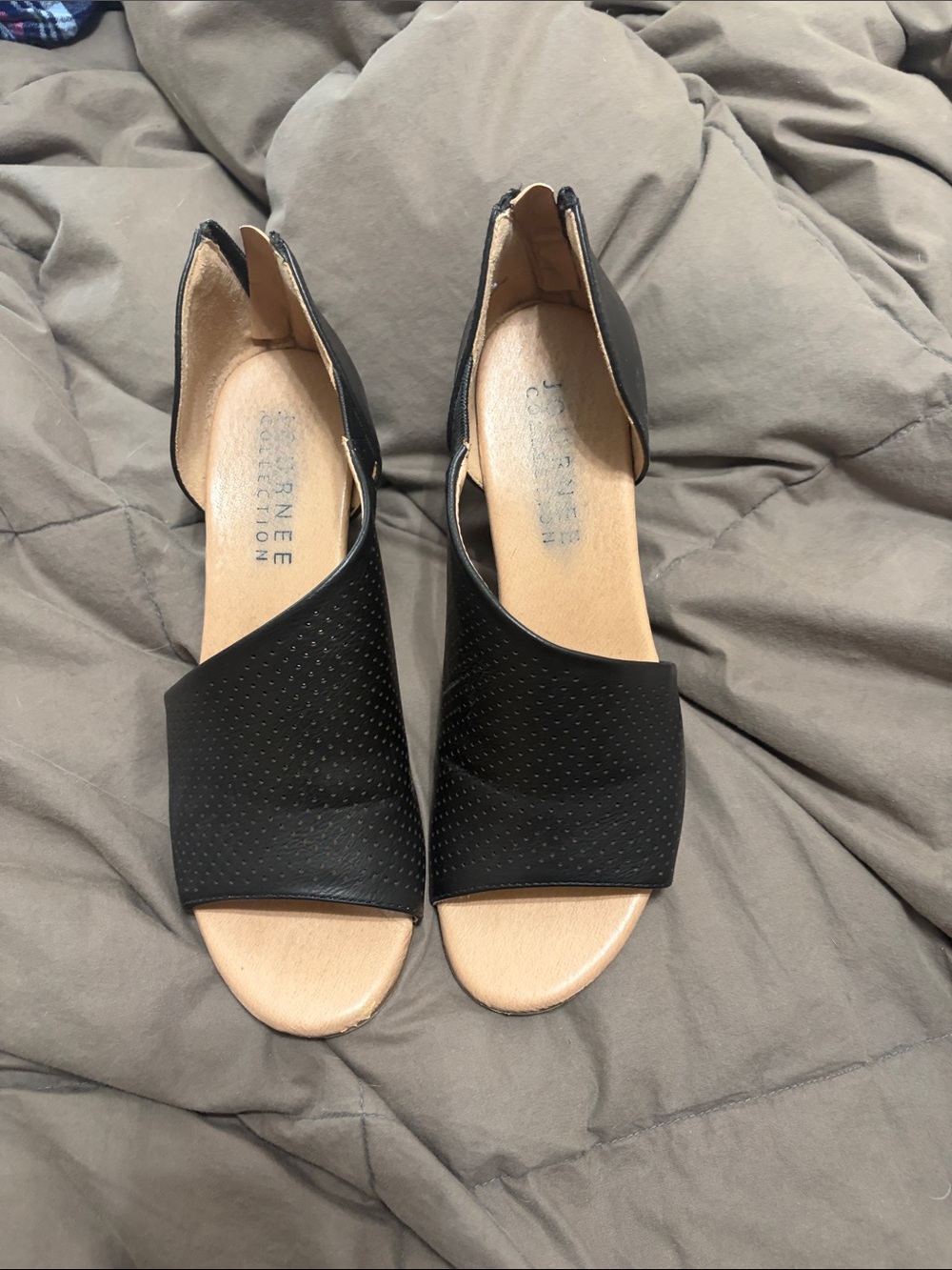 Journee Collection Black Open-Toe D’Orsay Sandals
